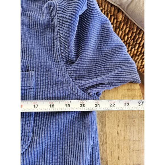 L.L Bean Womens Small Blue Wide Wale Comfort Corduroy Button Up Shirt Pockets - Picture 7 of 8